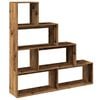 vidaXL Bokhylle 4 etasjer gammelt eik 143,5x29x143,5 cm konstruert tre
