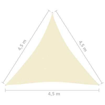 vidaXL Solseil oxfordstoff trekantet 4,5x4,5x4,5 m kremhvit