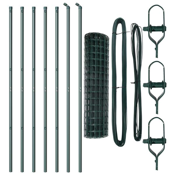 vidaXL Gjerde med stolpe gr&oslash;nn 1,2 x 10 m St&aring;l og PVC