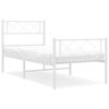 vidaXL Sengeramme i metall med hode- og fotgavl hvit 107x203 cm