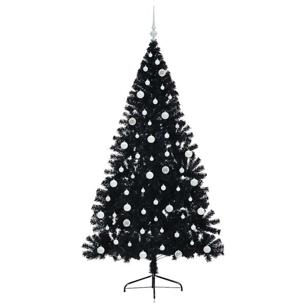 vidaXL Kunstig Forh&aring;ndsopplyst Juletre med 300 LED Svart 210 cm PVC