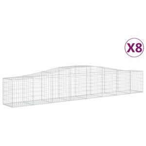 vidaXL Gabionkurver buede 8 stk 400x50x60/80 cm galvanisert jern
