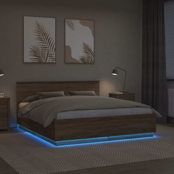 vidaXL Sengestamme Sonoma eik 180 x 200 cm Konstruert tre