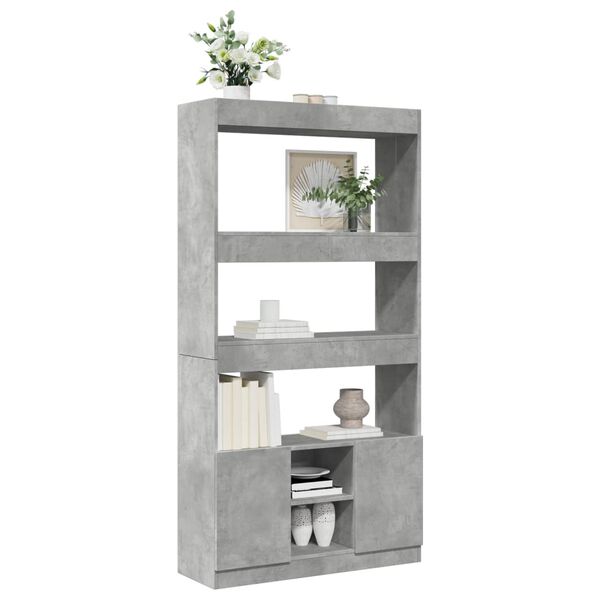 vidaXL Highboard betonggr&aring; 92x33x180 cm konstruert tre