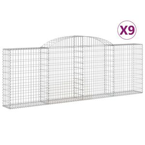 vidaXL Gabionkurver buede 9 stk 300x30x100/120 cm galvanisert jern
