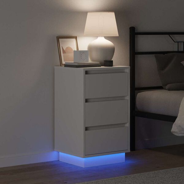 vidaXL Nattbordskap med skuff Hvit 39 x 34,5 x 65 cm Konstruert tre