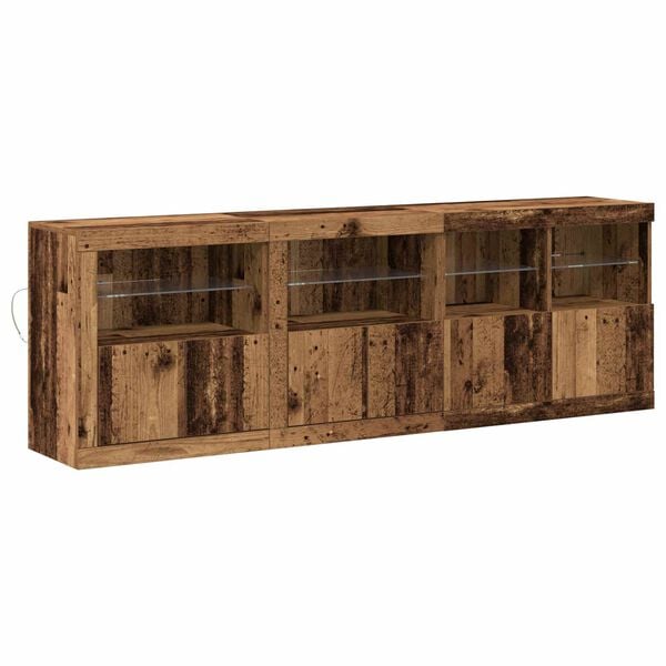 vidaXL LED sideboard Gammelt tre 202 x 37 x 67 cm Konstruert tre
