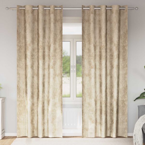 vidaXL Fl&oslash;yel Gardiner med gardiner 2 pcs Krem 225 x 140 cm Fl&oslash;yel