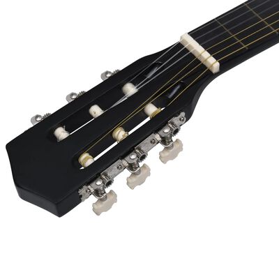 vidaXL Klassisk gitar sett for nybegynnere 8 deler 3/4 36" svart