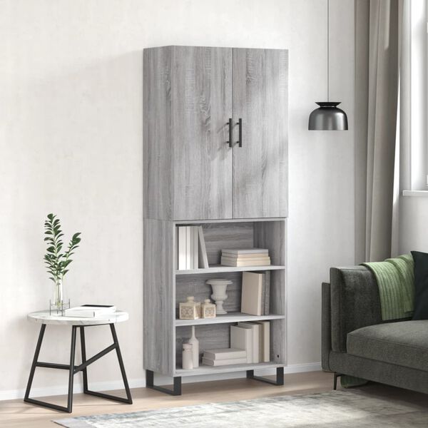 vidaXL Highboard gr&aring; sonoma 69,5x34x180 cm konstruert tre