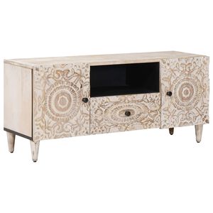 vidaXL TV-skap Hvit 105 x 33,5 x 46 cm Massiv mango tre