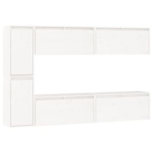 vidaXL TV-benker 6 stk hvit heltre furu