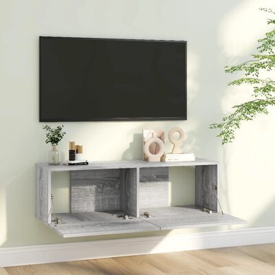 vidaXL TV-benk grå sonoma 100x30x30 cm konstruert tre