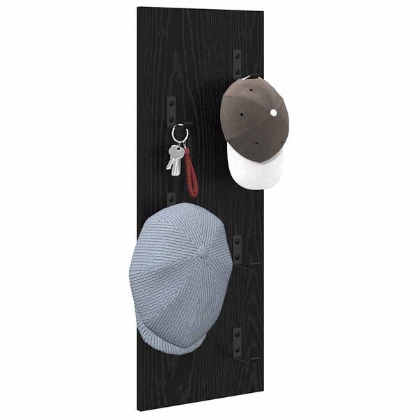 vidaXL Vegghengt kleshenger Svart Eik 30 x 1,5 x 80 cm Konstruert tre