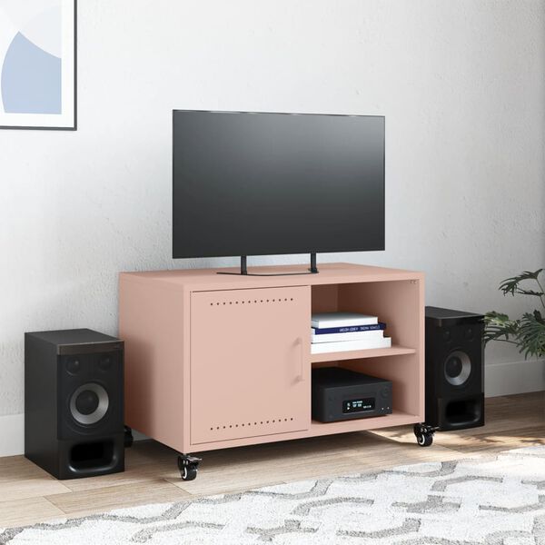 vidaXL TV-benk rosa 68x39x43,5 cm stål