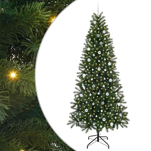 vidaXL Kunstig juletre med 300 LED med stativ gr&oslash;nn 240 cm PE og PVC
