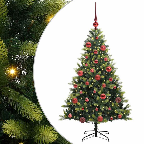 vidaXL Kunstig Hengt Julegran med 150 LED-lys gr&oslash;nn 150 cm PVC og PE