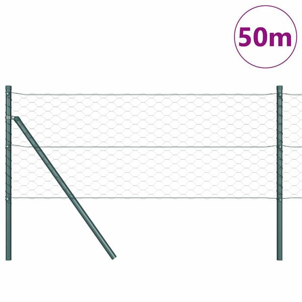 vidaXL Gjerdepåle grønn 50 x 0,6 m (50 mm nett) Stål og PVC