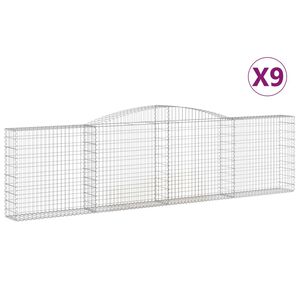 vidaXL Gabionkurver buede 9 stk 400x30x100/120 cm galvanisert jern
