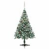 vidaXL Forh&aring;ndsbelyst frostet juletre med kulesett og kongler 150 cm