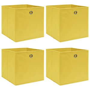 vidaXL Oppbevaringsbokser 4 stk gul 32x32x32 cm stoff