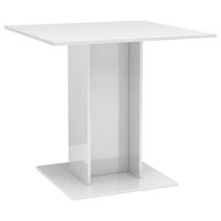 vidaXL Spisebord høyglans hvit 80x80x75 cm sponplate