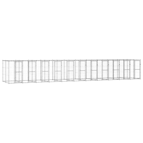 vidaXL Utend&oslash;rs hundeg&aring;rd med tak 26,62 m&sup2; galvanisert st&aring;l