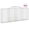 vidaXL Gabionkurver buede 11 stk 300x30x120/140 cm galvanisert jern