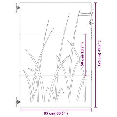 vidaXL Hageport 85x125 cm cortenstål gressdesign