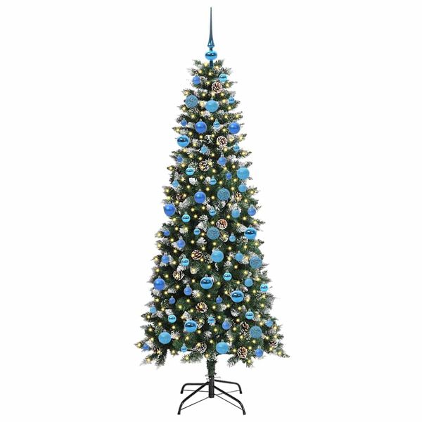 vidaXL Kunstig juletre med 300 LED gr&oslash;nn 180 cm PVC og plast og st&aring;l