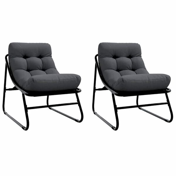 vidaXL Hagemøbler med pute 2 pcs Svart 60 x 80 x 71cm Metall
