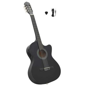 vidaXL Western klassisk cutaway gitar med equalizer 6 strenger svart