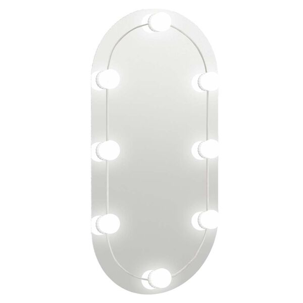 vidaXL Speil med LED-lys 80x40 cm glass oval