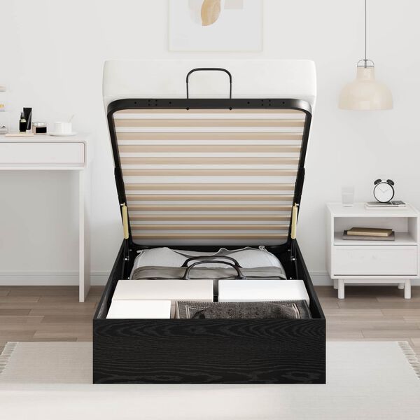 vidaXL Ottoman sengeramme Svart Eik 203 x 100 x 25 cm Konstruert tre