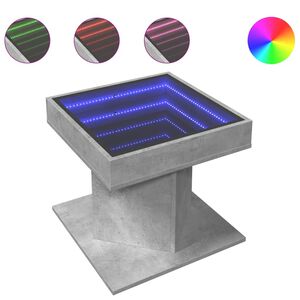 vidaXL Salongbord med LED betonggr&aring; 50x50x45 cm konstruert tre