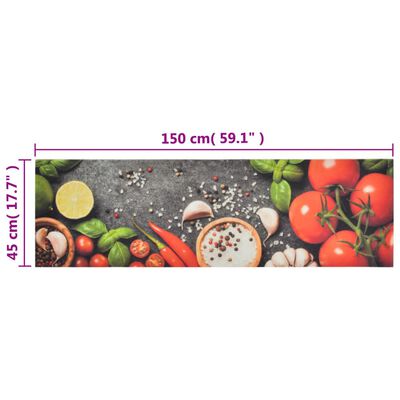 vidaXL Kjøkkenteppe vaskbare grønnsaker 45x150 cm fløyel
