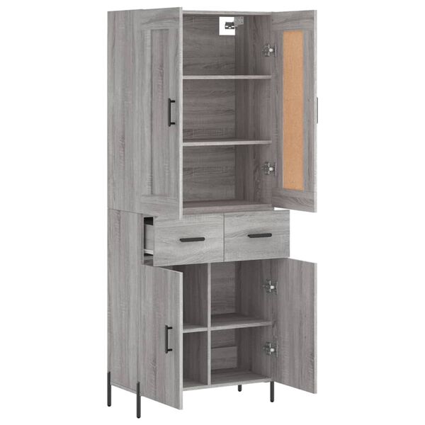vidaXL Highboard gr&aring; sonoma 69,5x34x180 cm konstruert tre