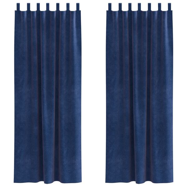 vidaXL Blendingsgardiner 2 pcs M&oslash;rkebl&aring; 140 x 245 cm Fl&oslash;yel
