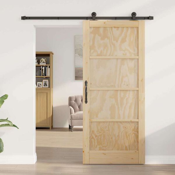 vidaXL Skyved&oslash;r Naturlig og svart 86 x 198,5 cm Massiv furu