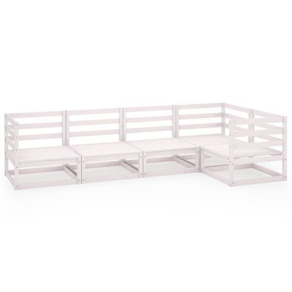 vidaXL Hagesofagruppe 5 deler hvit heltre furu