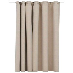 vidaXL Lystett gardin med kroker og lin-design beige 290x245 cm