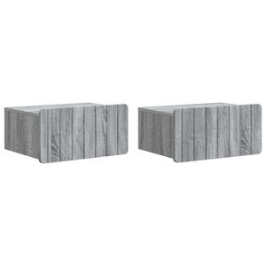 vidaXL Vegghengt Nattbord med skuff 2 pcs Gr&aring; sonoma 49 x 34,5 x 24 cm