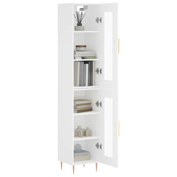 vidaXL Highboard hvit 34,5x34x180 cm konstruert tre
