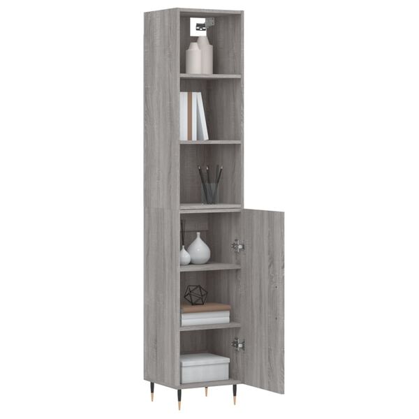 vidaXL Highboard gr&aring; sonoma 34,5x34x180 cm konstruert tre