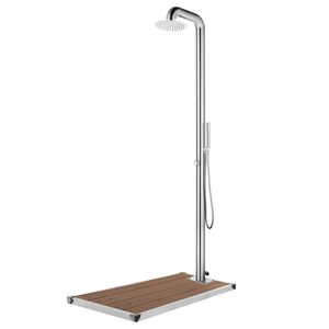vidaXL Hagedusj med brunt dusjbrett 230 cm rustfritt st&aring;l