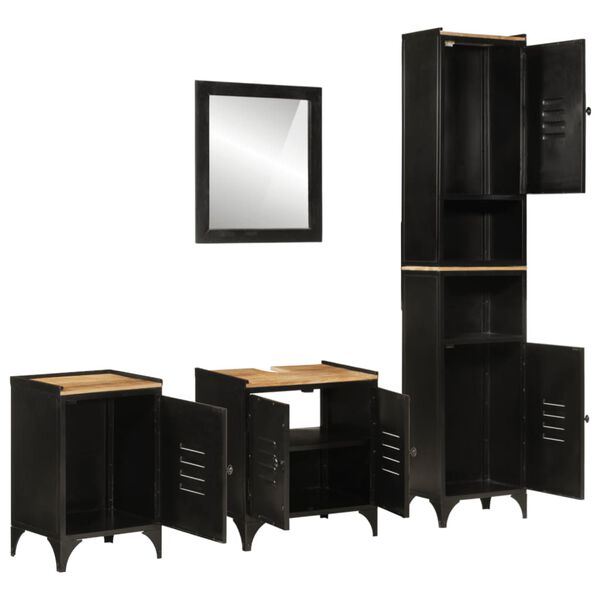 vidaXL Baderomssm&oslash;bler 4 deler jern og heltre mango