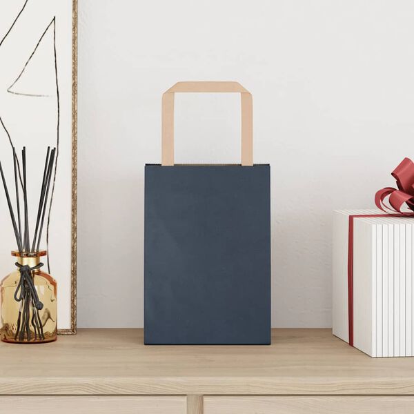 vidaXL Papirposer 50 stk med håndtak blå 15x8x21 cm