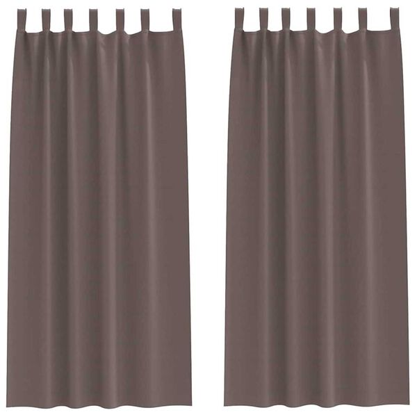 vidaXL M&oslash;rkleggende Gardiner med Ringer 2 pcs M&oslash;rk brun 225 x 140 cm
