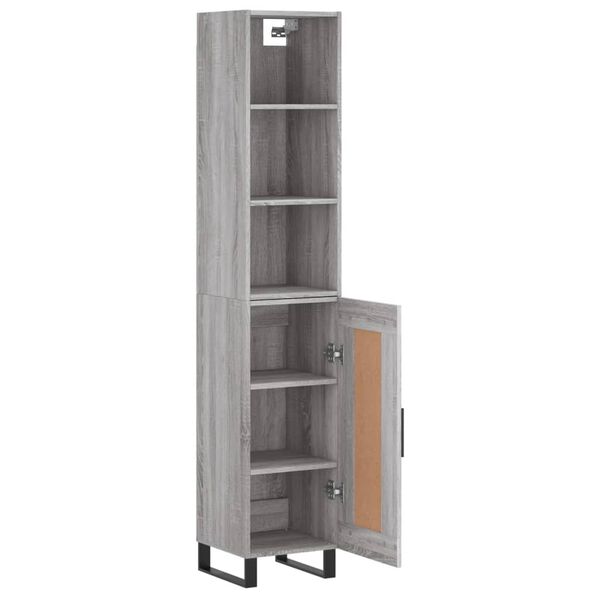 vidaXL Highboard gr&aring; sonoma 34,5x34x180 cm konstruert tre