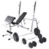 vidaXL Treningsbenk med vektstativ, vektstang og manualsett 90kg